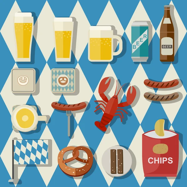 Bière Icônes plates — Image vectorielle