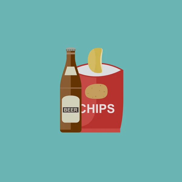 Bier und Chips — Stockvektor