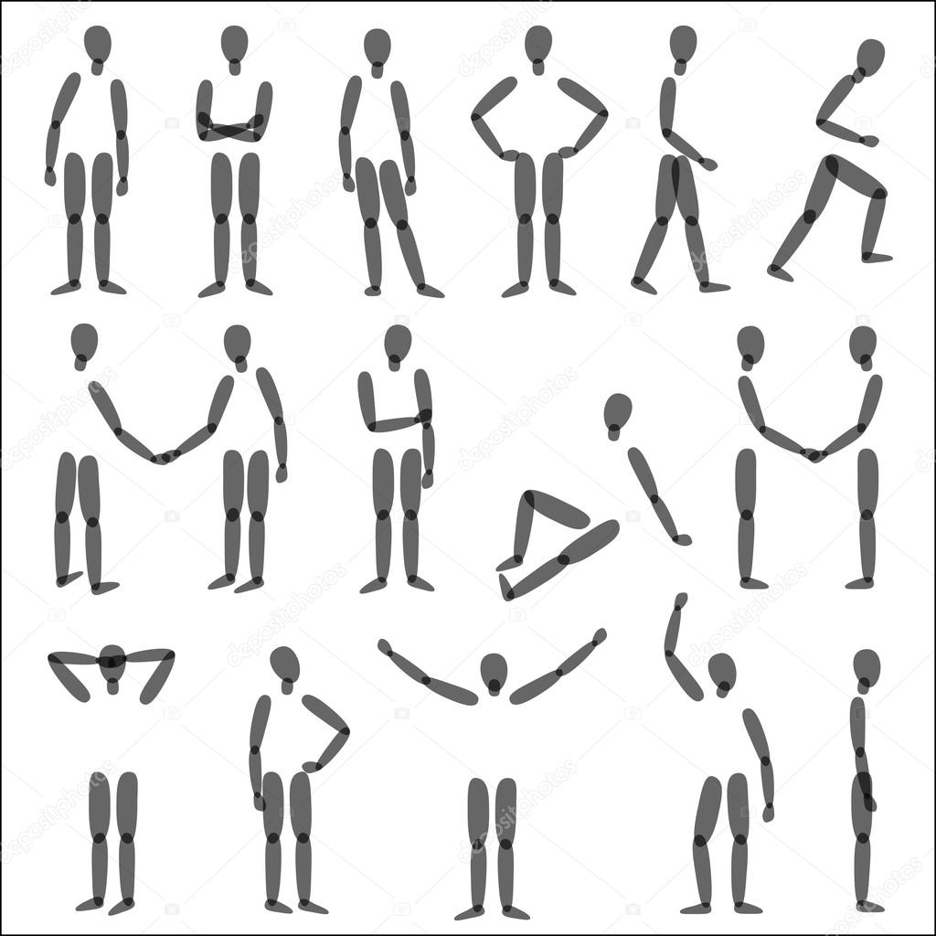 Human figures in different poses. — Stock Vector © bolotoff 73048855