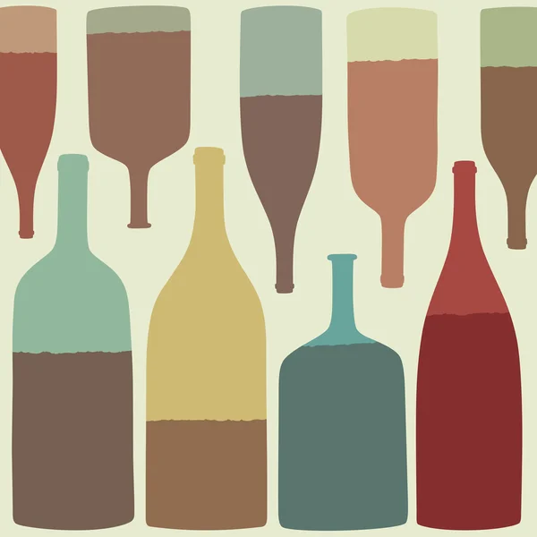 Glazen flessen met wijn. — Stockvector