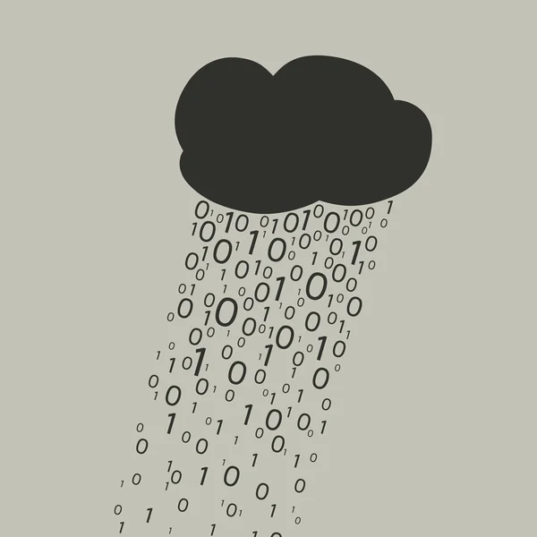 Computación en la nube y lluvia binaria . — Archivo Imágenes Vectoriales