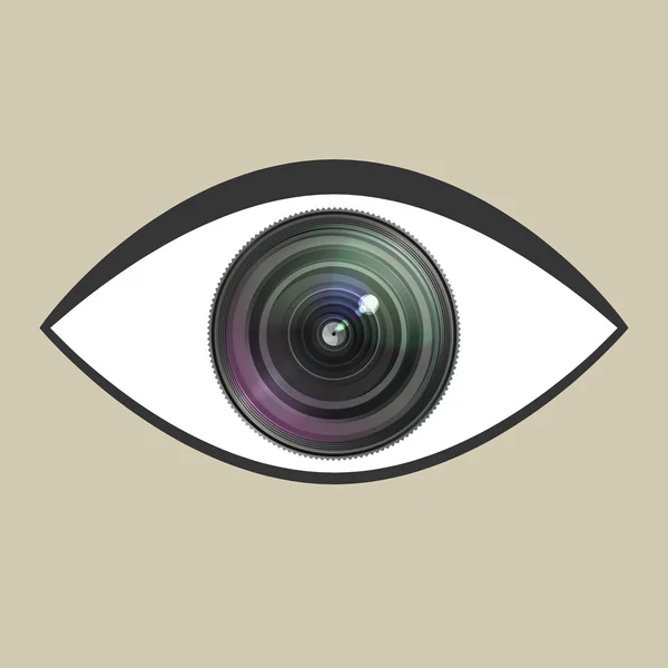Ícone do olho com lente da câmera — Vetor de Stock