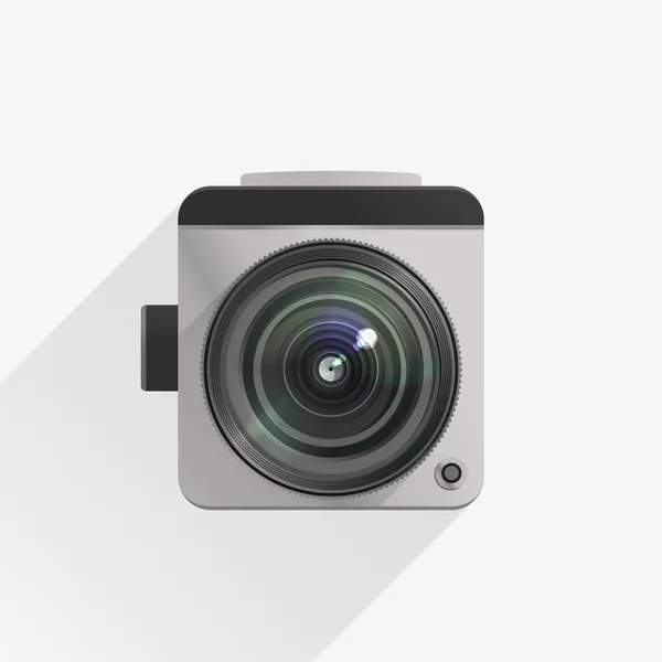 Icône de caméra avec objectif réaliste — Image vectorielle