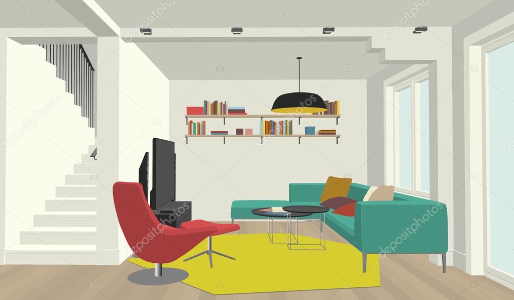 Color drawing of the living room