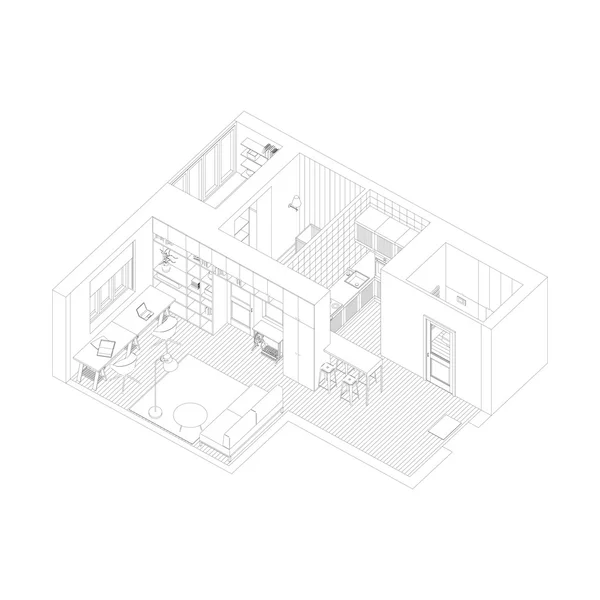 Desenho interior do apartamento . — Vetor de Stock