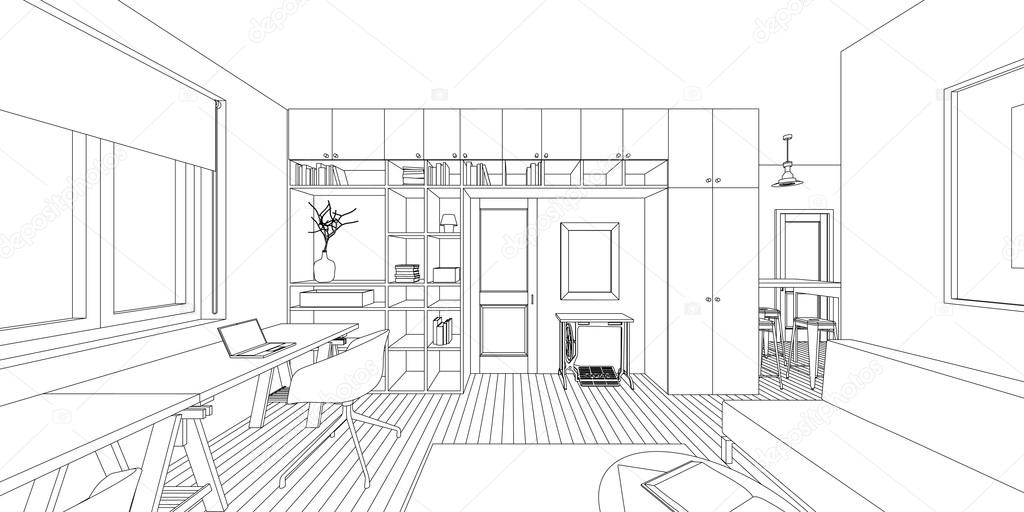 Perspectief Tekenen Woonkamer. Excellent Moderne Lichte Interieur ... Perspectief Tekenen Woonkamer. Excellent Moderne Lichte Interieur ...