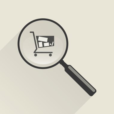 Büyüteç simgesini ve alışveriş arabası