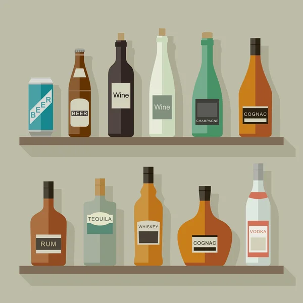 Ícones planos bebidas alcoólicas — Vetor de Stock