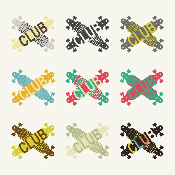 Longboard club logotyper — Stock vektor