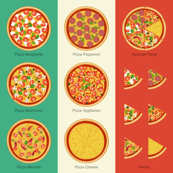 Ensemble de pizza — Image vectorielle