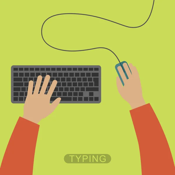 Tapez les mains sur le clavier . — Image vectorielle