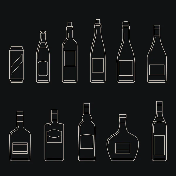 Boissons icônes minces — Image vectorielle