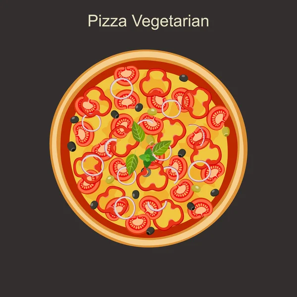 Pizza vegetariana —  Vetores de Stock