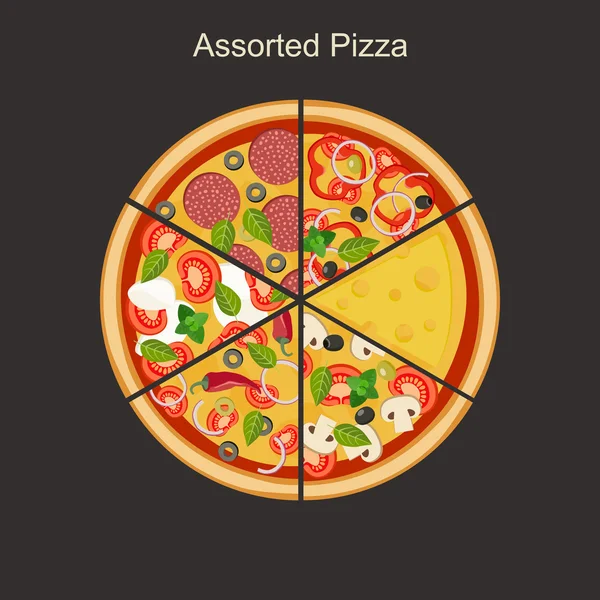 Pizza variada —  Vetores de Stock