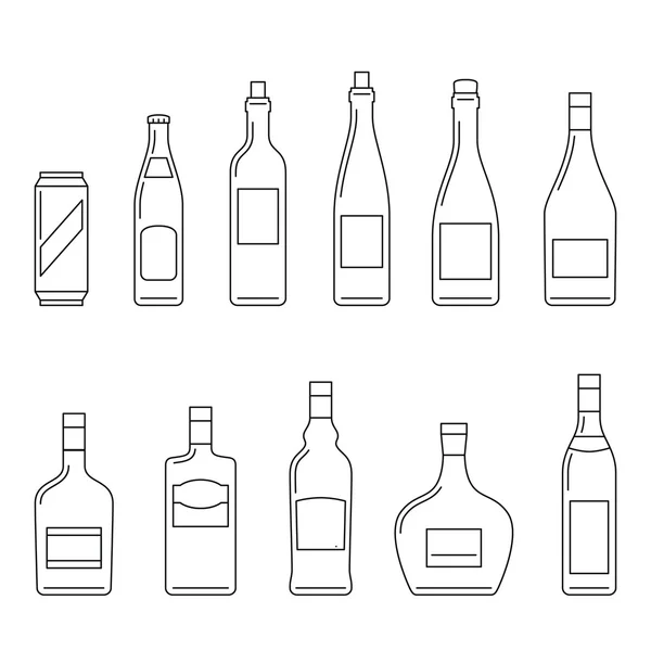 Bebidas iconos delgados — Vector de stock