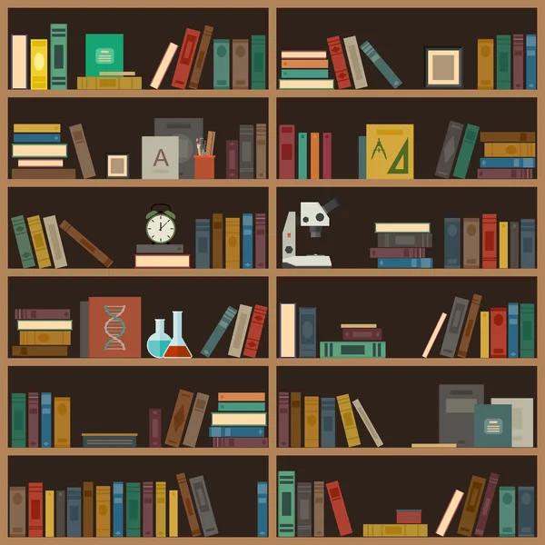 Home Biblioteca ilustração plana . — Vetor de Stock