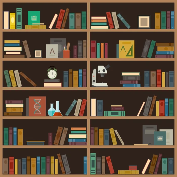 Home library flat illustration. — Stock Vector