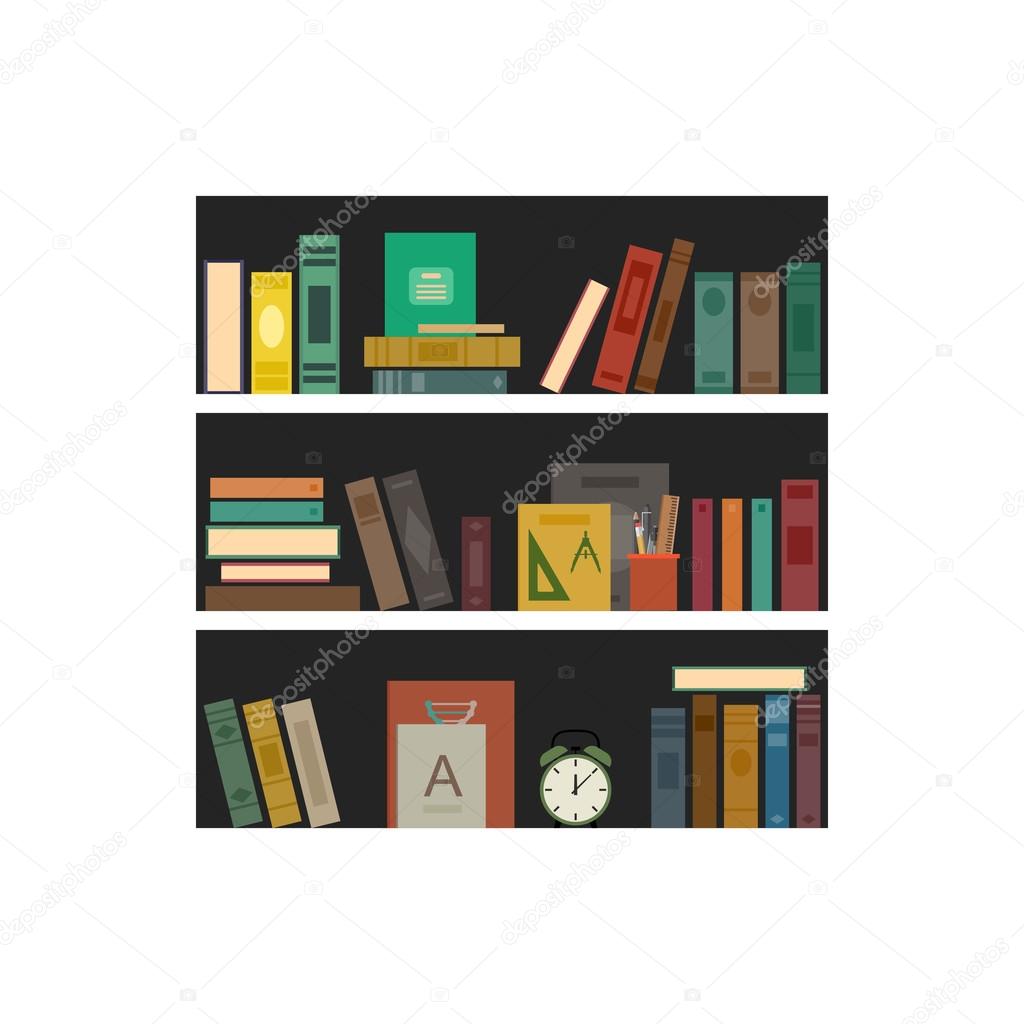 Bookshelf on white background.