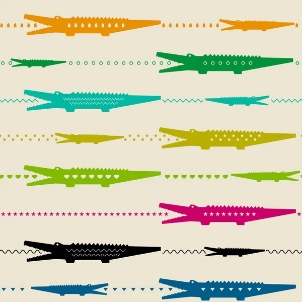 Zoo pattern with crocodiles — Stock Vector