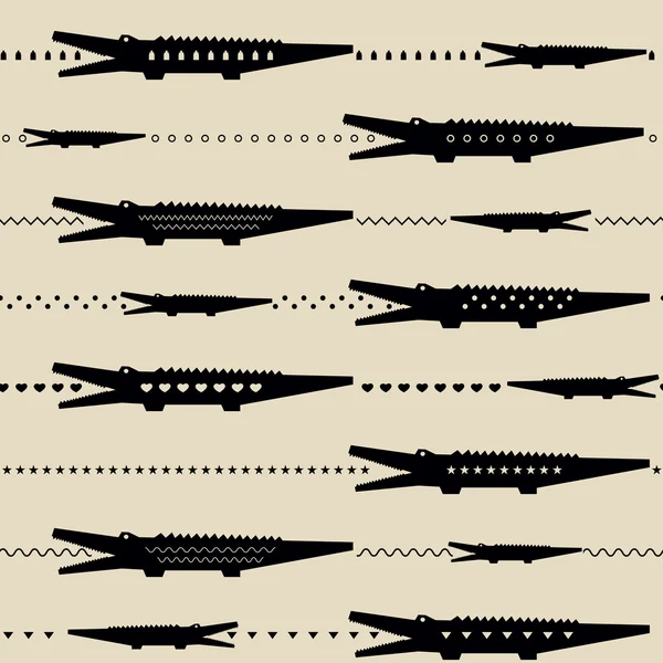 Dierentuin patroon met krokodillen — Stockvector