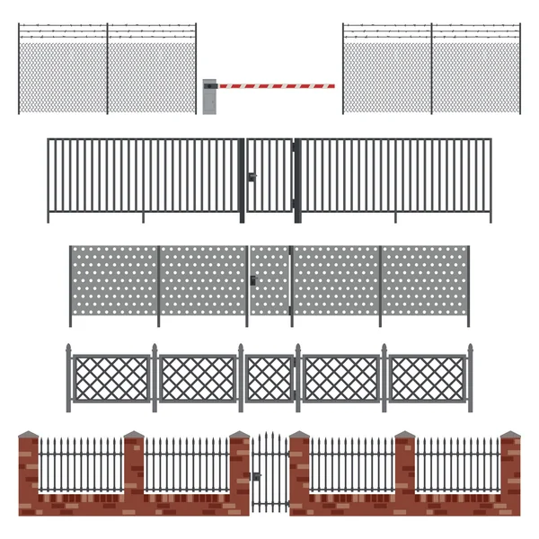 Metall staket och grindar. — Stock vektor