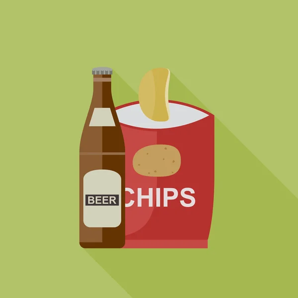 Ícones de cerveja e batatas fritas . — Vetor de Stock