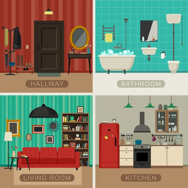 Habitaciones básicas de apartamento — Vector de stock