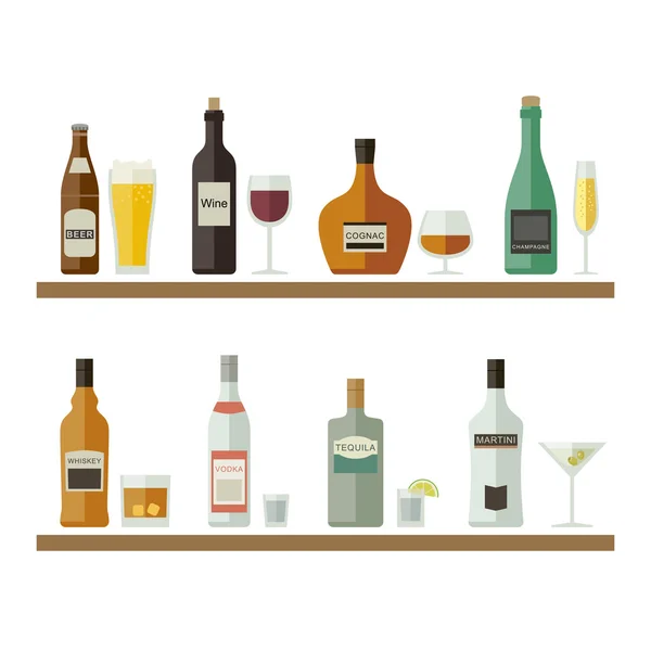 Bebidas alcohólicas y bebidas . — Vector de stock