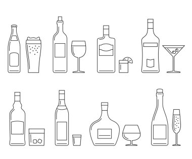 Meyve suyu, içecekler ve içecekler ince ikon
