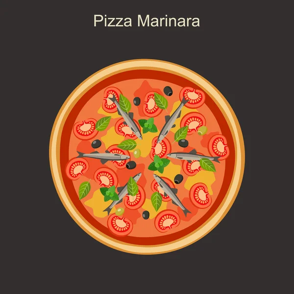 Pizza marinara met ansjovis. — Stockvector