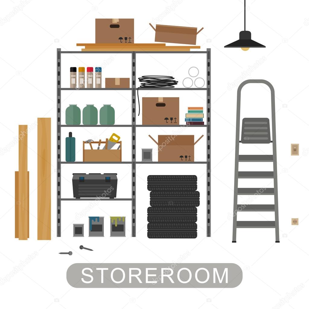 Storeroom interior on white background.