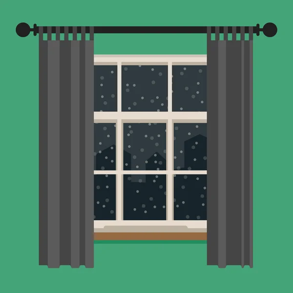 Pencere kış peyzaj Manzaralı. — Stok Vektör