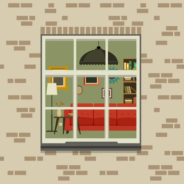 Fenêtre en mur de briques . — Image vectorielle