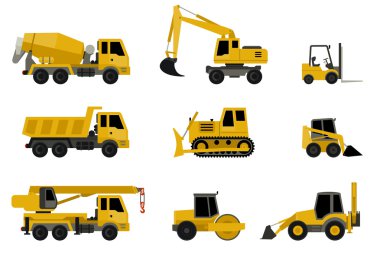 Construction machines icons. clipart