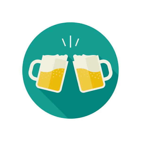 Clink tasses avec des icônes de bière . — Image vectorielle