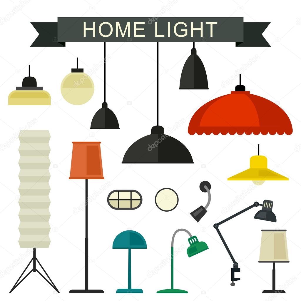 Home light icons set.