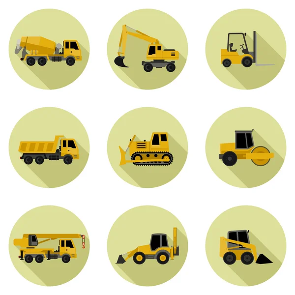 Iconos de máquinas de construcción . — Vector de stock