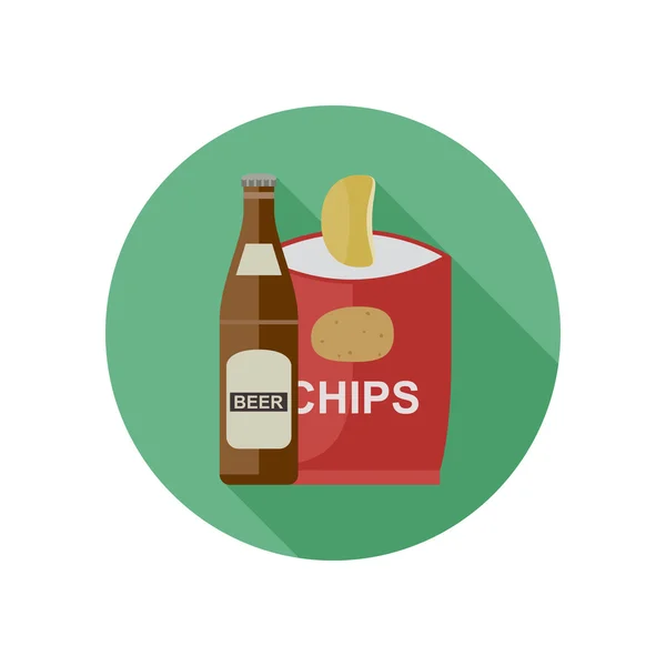 Bière et chips — Image vectorielle