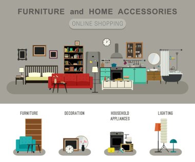 Furniture and home accessories banner. clipart