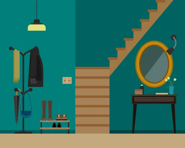 Hall intérieur avec meubles . — Image vectorielle