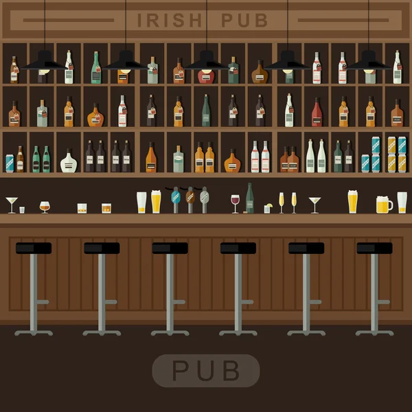 Bar interior con mostrador . — Vector de stock