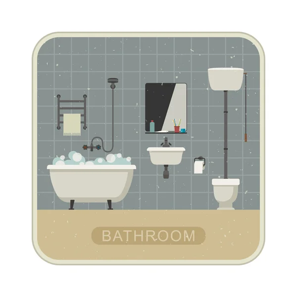 Інтер'єр ванної кімнати з гранжевою текстурою . — стоковий вектор