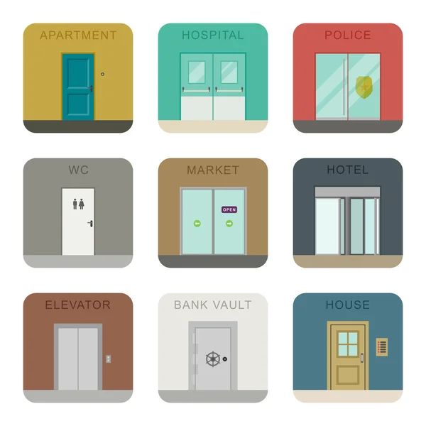 Puertas iconos conjunto . — Archivo Imágenes Vectoriales