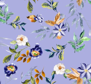 Kusursuz çiçekler ve yaprak çizimi. yaz ya da bahar baskısı deseni.