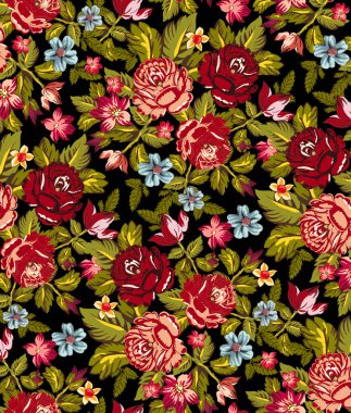 Kusursuz çiçek yaprağı deseni. Güller iz çizer. 