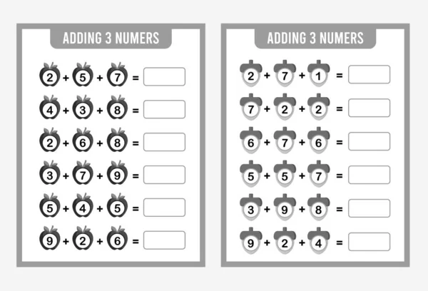 Jogo Contagem Para Crianças Pré Escolares Jogo Educativo Matemática Planilhas —  Vetores de Stock