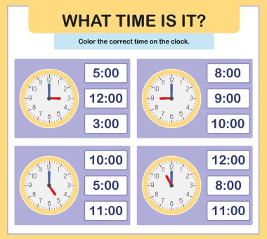 24 saat öğrenme zamanı. Anaokulu için eğitim programları. Bir buçuk saatte, saati öğreniyorum, saat kaç?