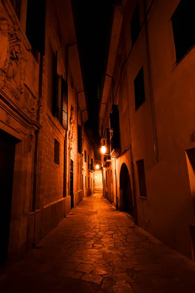 Smalle Straat Oude Stad Nachts — Stockfoto