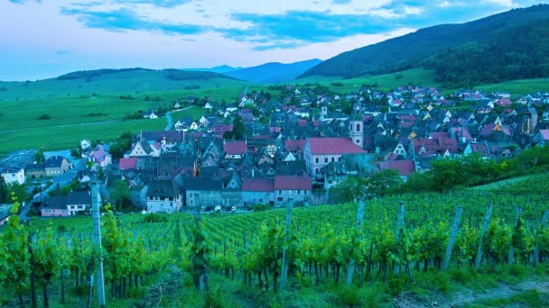 Zaman Hızı Riquewihr Çözünürlük Filmi Fransa Şarap Köyünün Günbatımından Biri Stok Çekim 