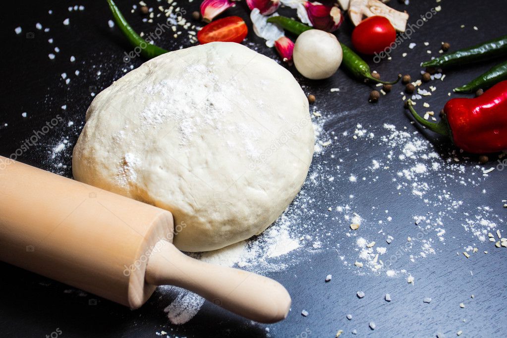 kneading dough for pizza